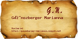 Günszberger Marianna névjegykártya
